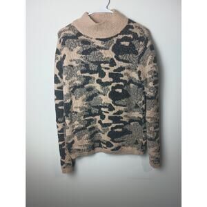 No 11 Animal Print Mock Neck Sweater Cozy Winter Long sleeve Women Size Medium